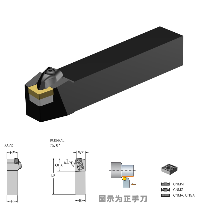 75度反手鈍角利用外圓車刀桿D
